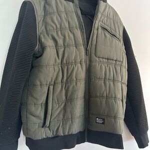 Matix Olive and Black Quilted Puffer Jacket